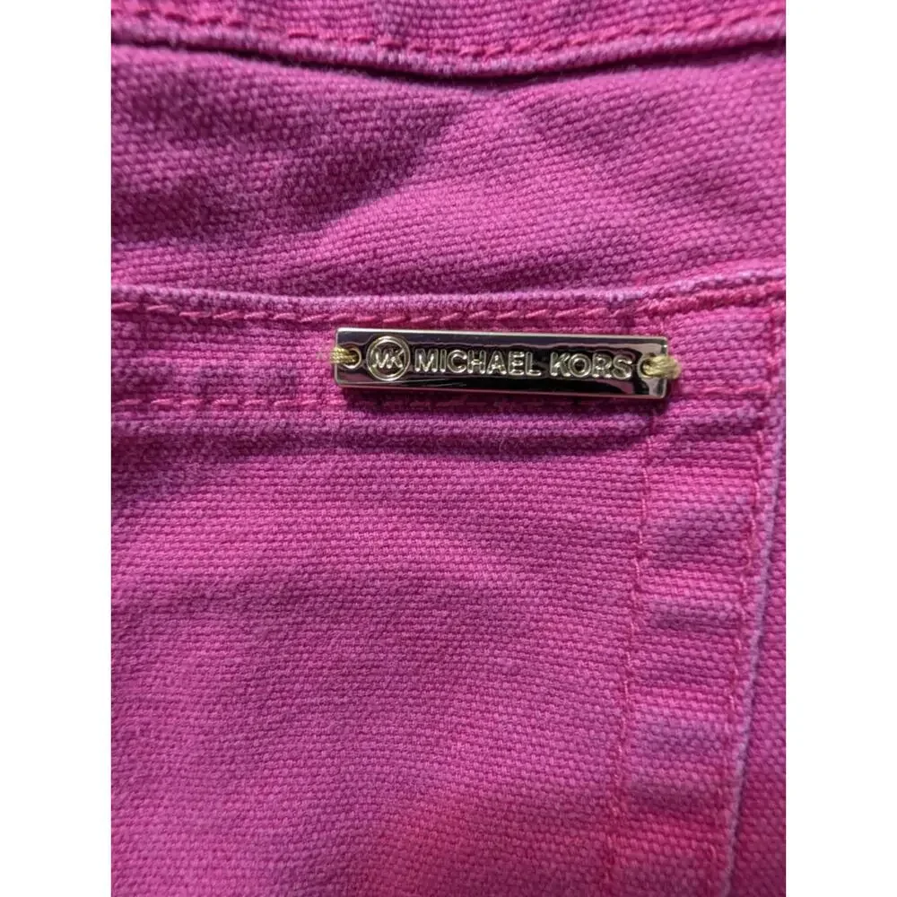 Michael Kors Women's Pink Skinny Jeans with MK Logo Buttons Size O